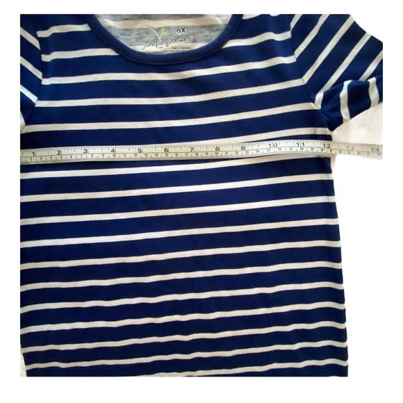 Jumping Beans Girls Blue Striped Pocket Dress 6X - Picture 4 of 7